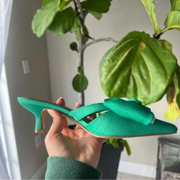 J. Crew Emerald Green Bow Mules - Picture 2 of 5